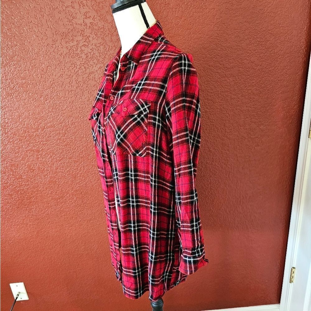 Red Plaid Button-Up Shirt - Picture 2 of 8